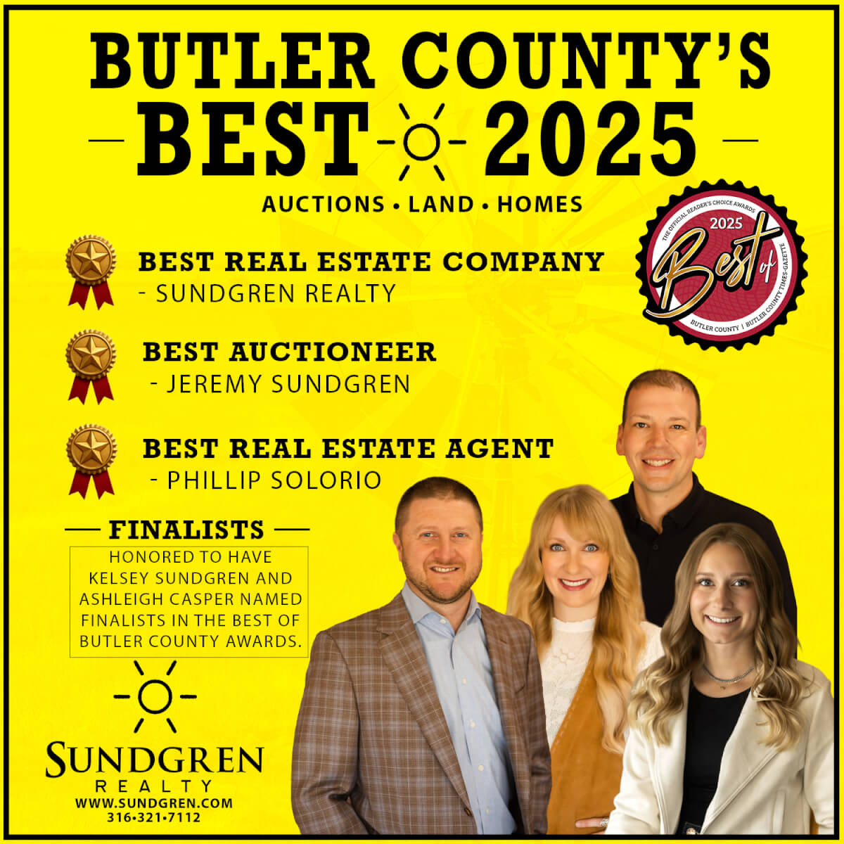 Best of Butler County Kansas Real Estate Awards: Sundgren Realty Comes Out on Top
